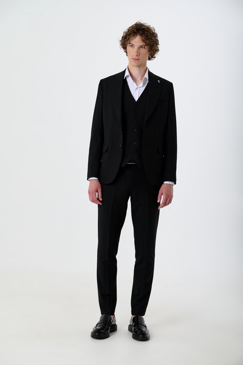 Men's three-piece suit with wool black