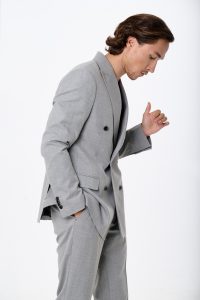 Men’s double-breasted suit with wool gray be Gentleman 5