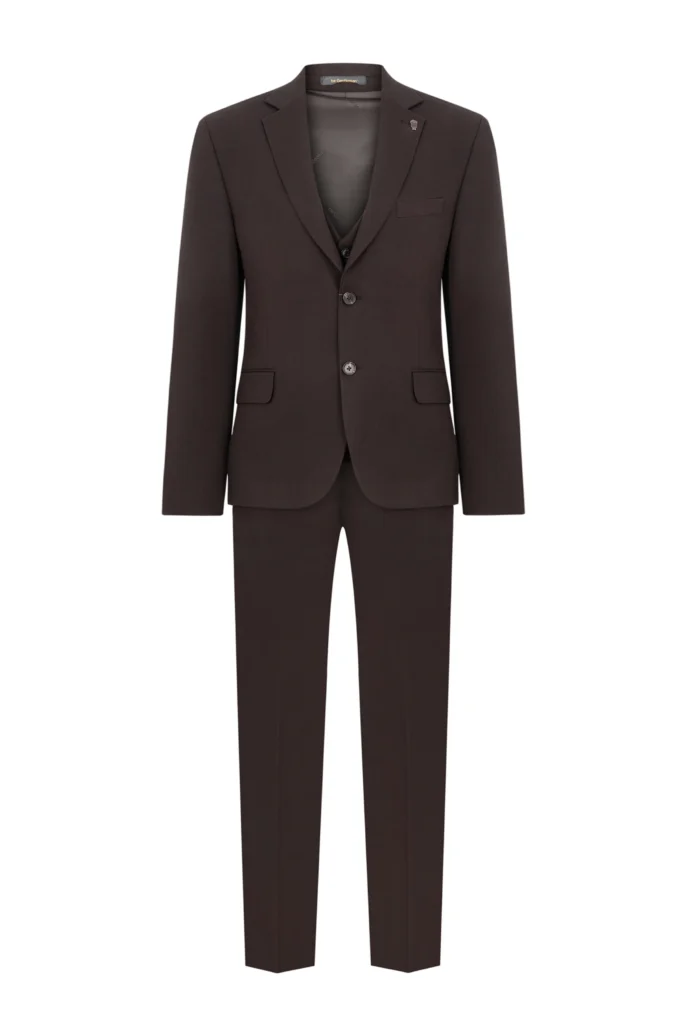 Чоловічий костюм-трійка з вовною коричневий be Gentleman 2