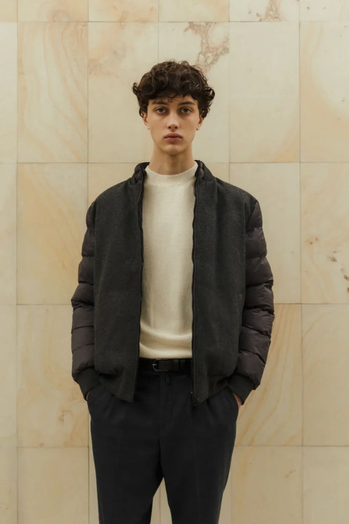 Grey-black reversible bomber with wool be Gentleman 2