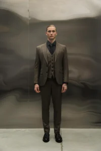 Чоловічий костюм-трійка з вовною світло-коричневий в клітинку be Gentleman 5