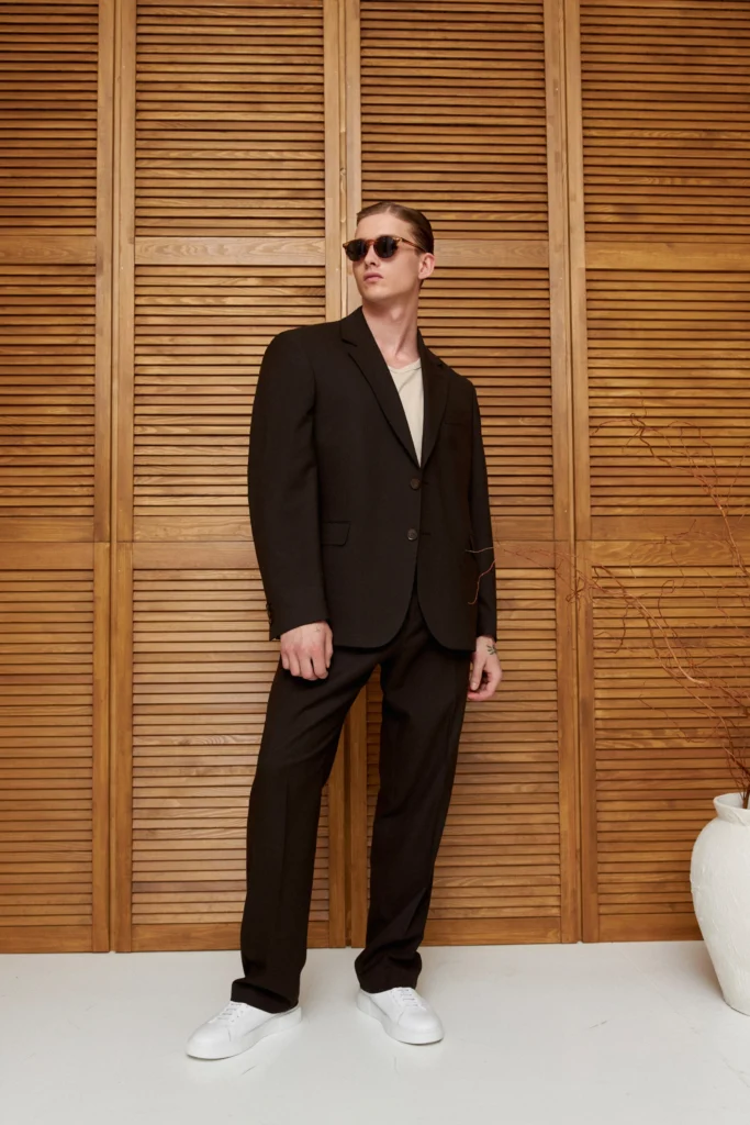 Men’s suit with wool chocolate oversized be Gentleman 2