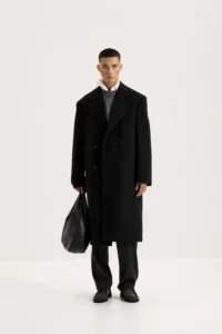 Пальто з вовною вільного крою чорне be Gentleman 5