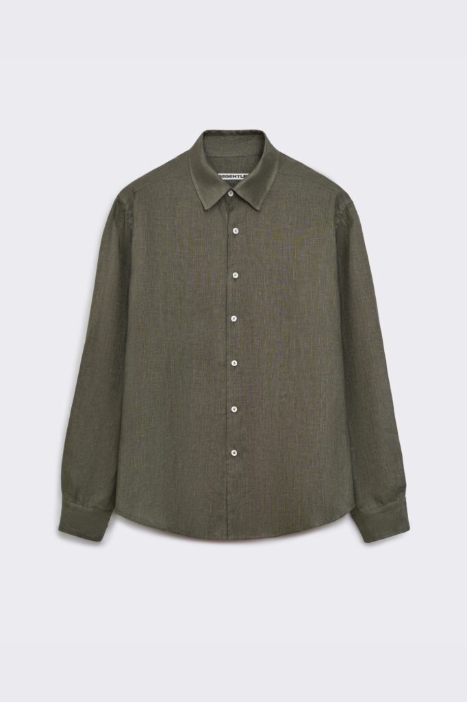 Olive shirt made of 100% Italian linen be Gentleman 2
