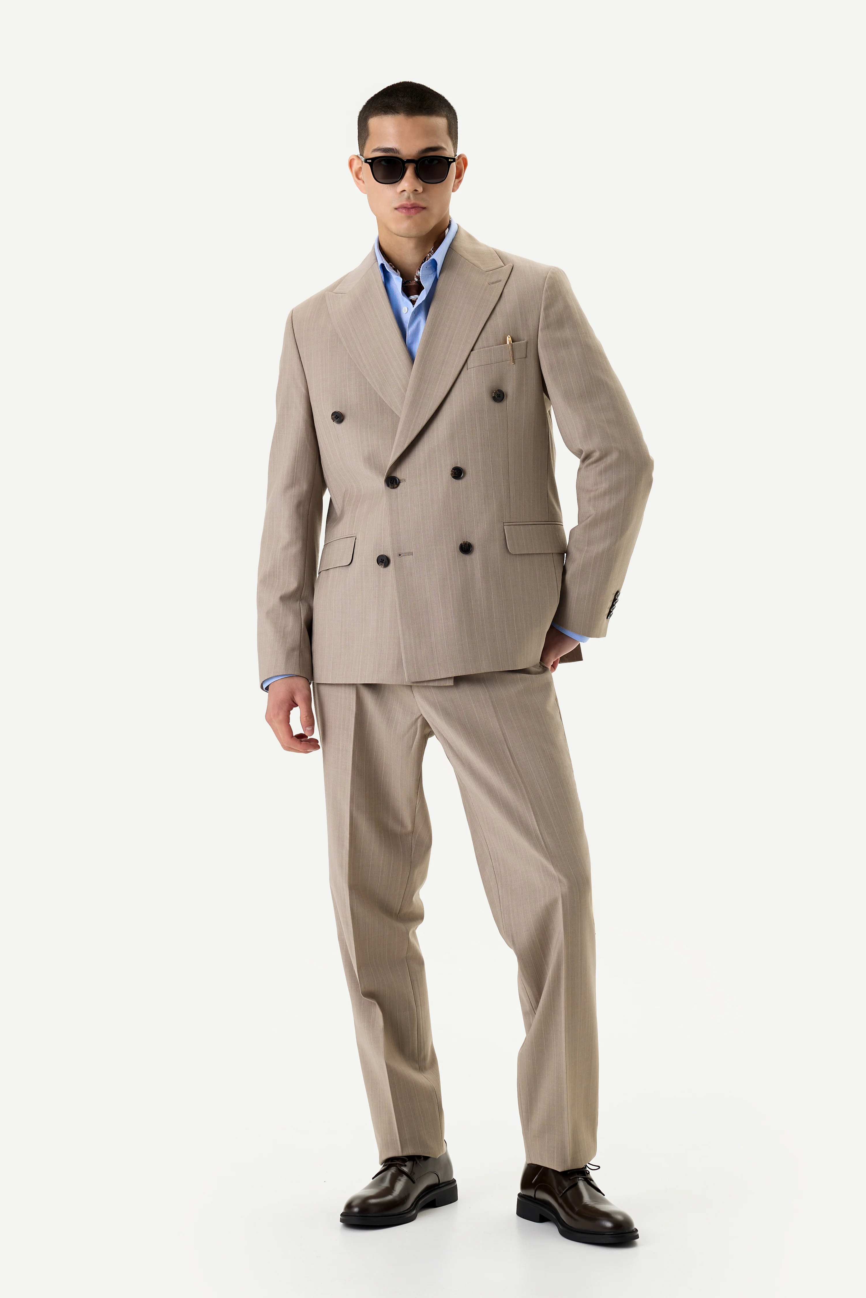 Костюм Sand Stripe Double двобортний беж в смужку