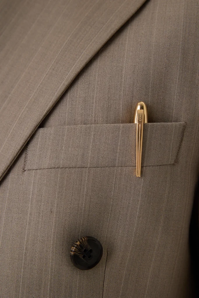 Sand Stripe Double double-breasted beige striped suit be Gentleman 2