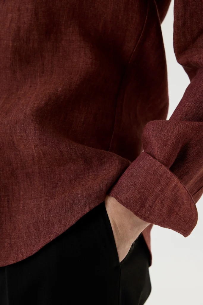 Terracotta shirt made of 100% Italian linen be Gentleman 2