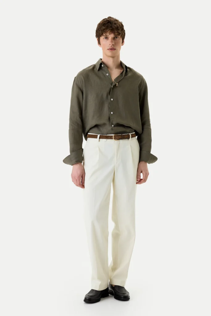 Loose-fitting cotton trousers with milk pleats be Gentleman 2