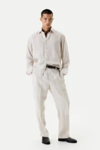 Gray shirt made of 100% Italian linen be Gentleman 5