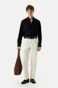 Loose-fitting cotton trousers with milk pleats be Gentleman 5