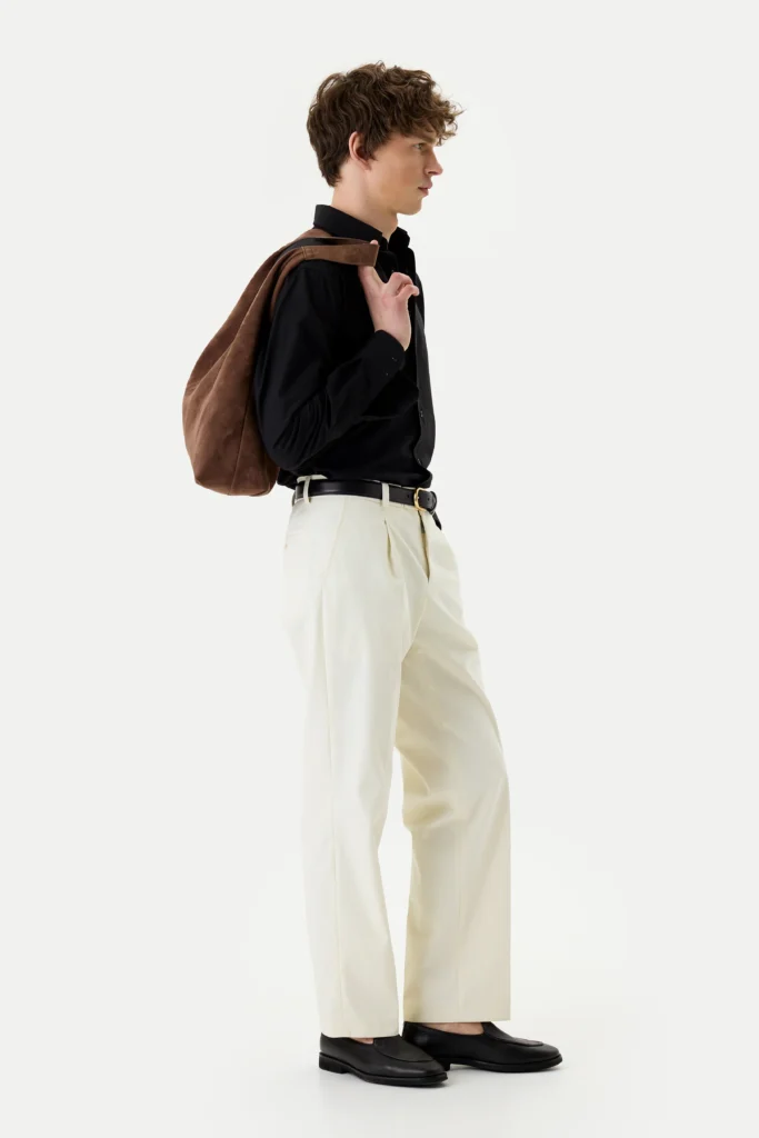 Loose-fitting cotton trousers with milk pleats be Gentleman 2